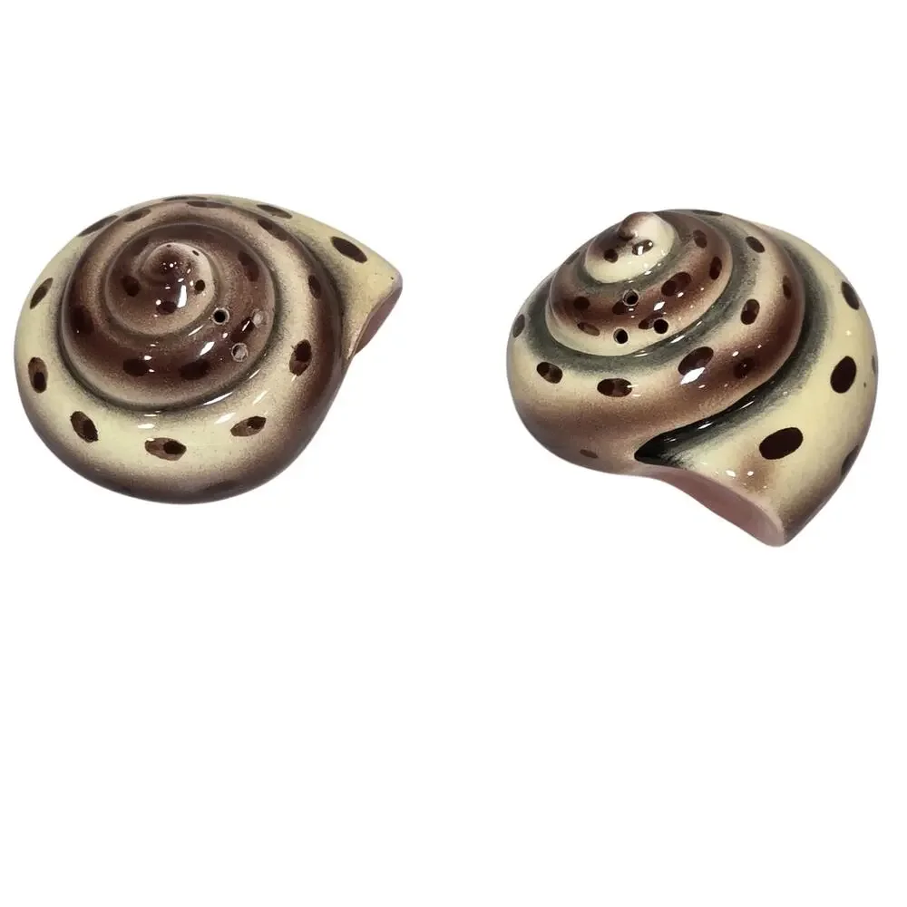 Vintage Japan Snail Shell Salt Pepper Shakers Ceramic Mid Century 50s